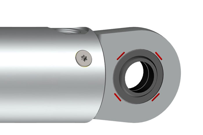 Spherical plain bearing permanently installed