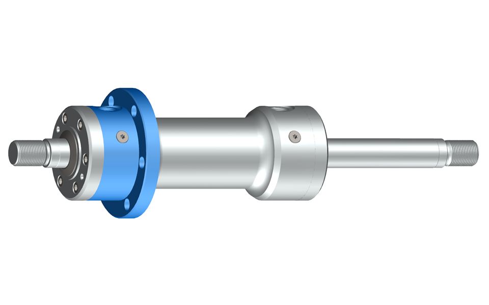 Double-rod cylinder with circular flange on the cylinder body