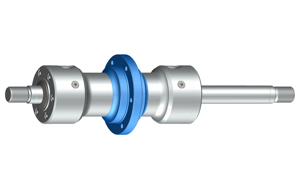 The flange welded to the cylinder body can be used as a cylinder mounting. The cylinder force is thereby applied centrically to the mounting, so that no side loads occur. 