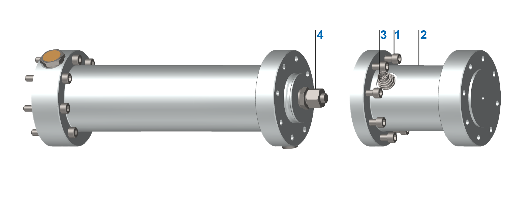 Tubular mounting for inductive position transducer - closed protection tube